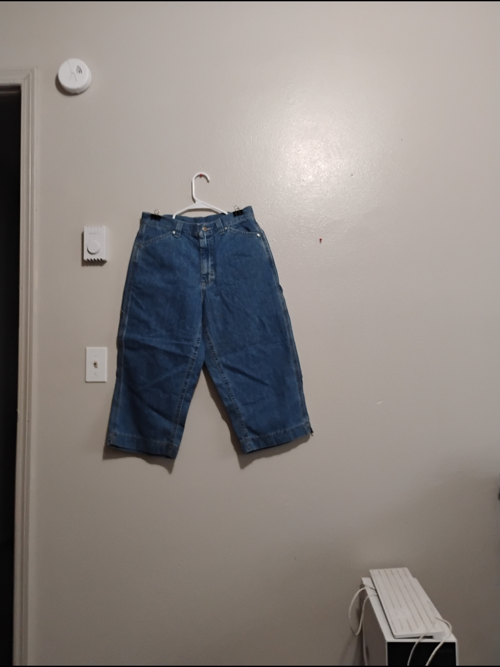High-Waist Cropped Wide-Leg Denim Jeans Shorts - Blue Size 10 30 Waist
